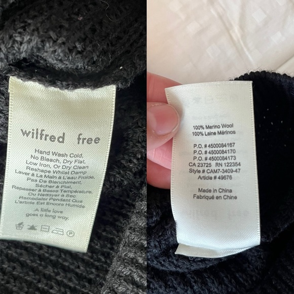 SOLD Wilfred Free Isabelli Sweater XS 100% Merino Wool Black - Picture 10 of 10